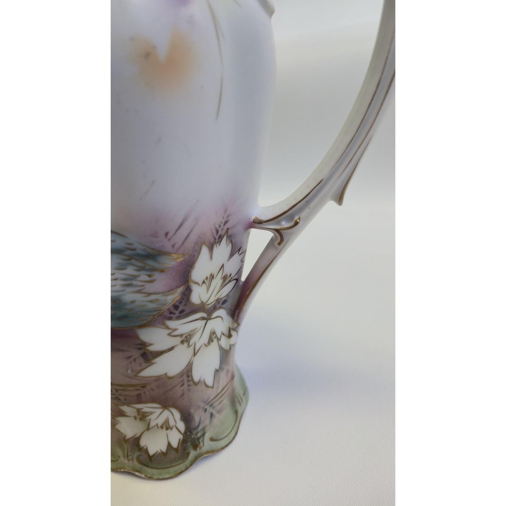 Antique R.S. Prussia "Swans on Lake" Chocolate Pot - Satin Finish - Art Nouveau - Picture 10 of 16